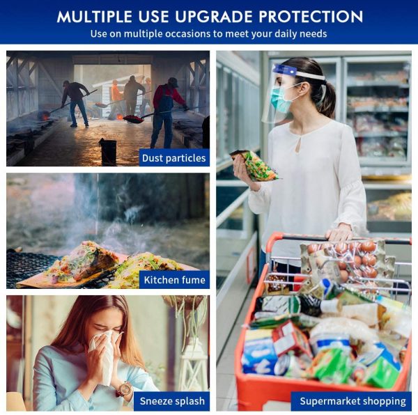 Full Protective Face Shield With Safety Guard Visor, HD Clear Film Pack of 2 Shields - Image 3