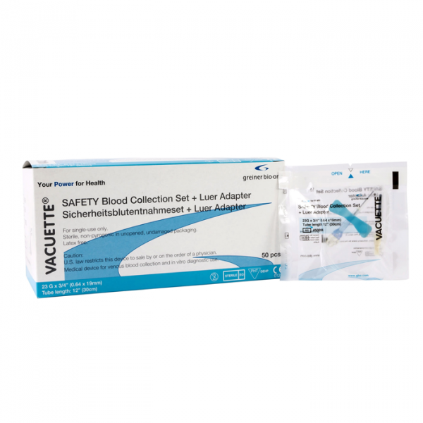 23G Greiner Bio-One Vacuette Blood Collection Set Butterfly Needles,  50/box PN N450096 - Image 2